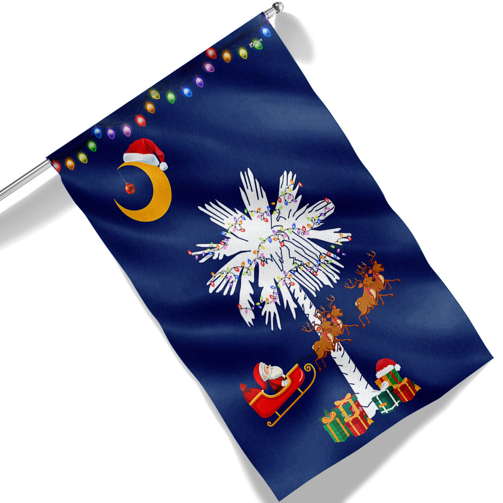 South Carolina Christmas Santa Flag Christmas Palmetto Tree - Liberish