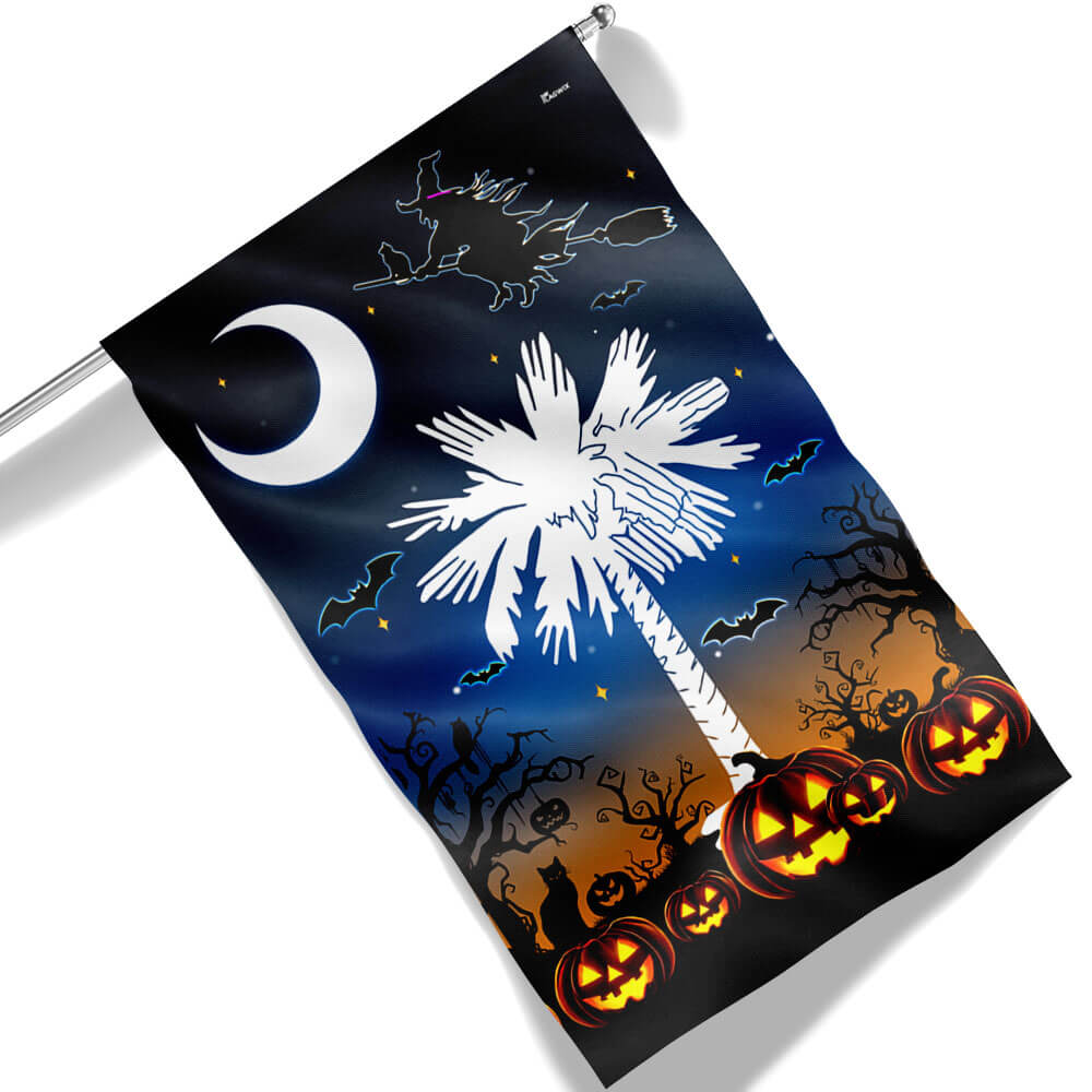 South Carolina Halloween Flag Palm Tree And Witchcraft Halloween Flag - Liberish