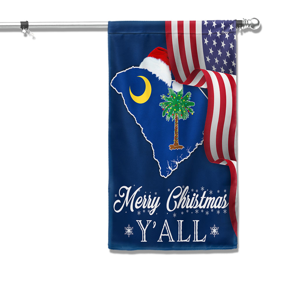 South Carolina Merry Christmas Santa State Christmas Palm Tree Flag - Liberish