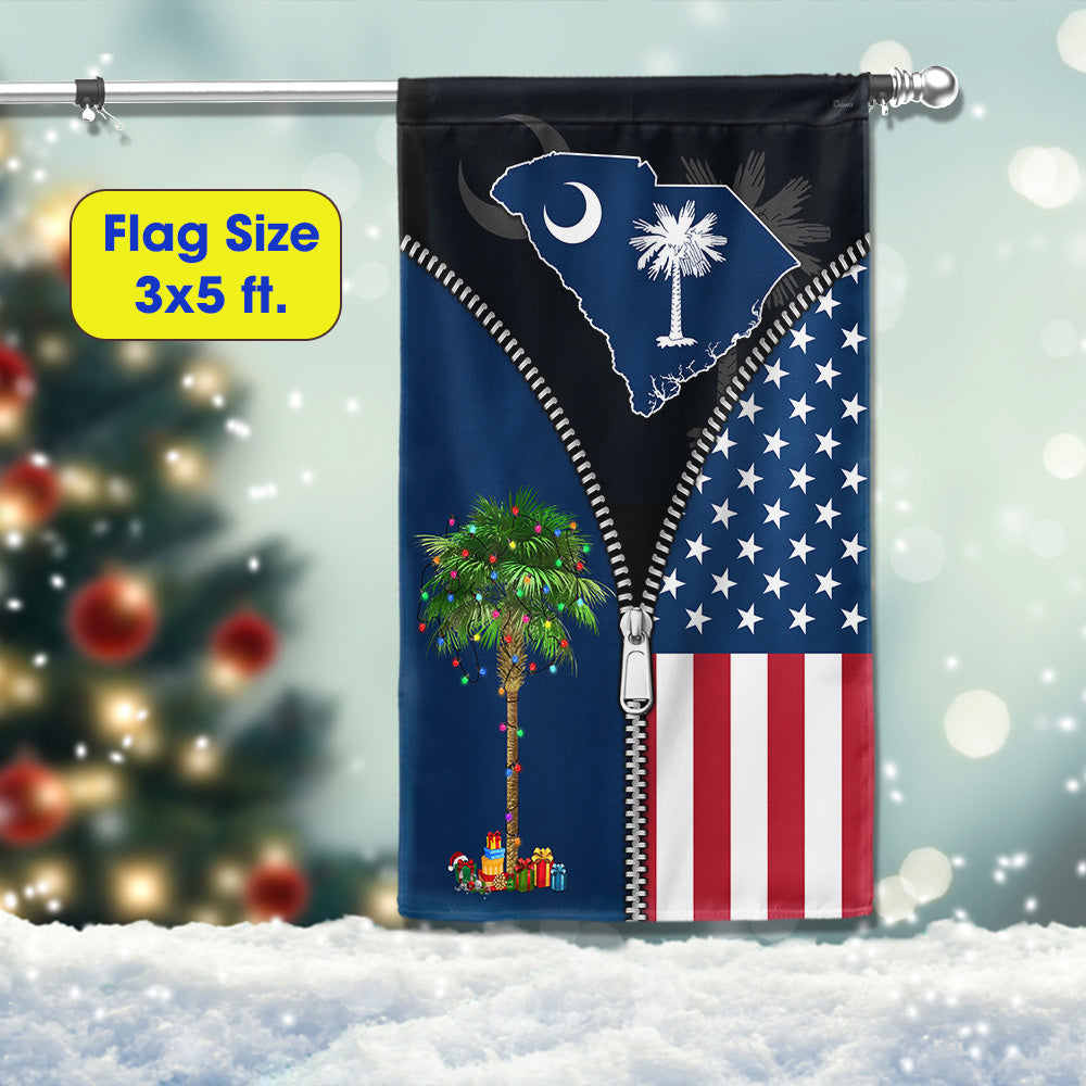 South Carolina Palm Tree Christmas American Flag - Liberish