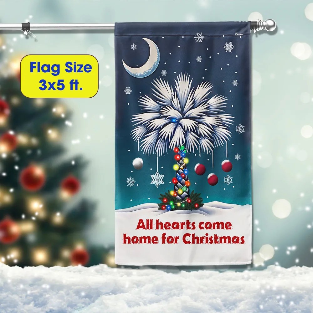 South Carolina Palmetto All Hearts Come Home For Christmas Flag - Liberish