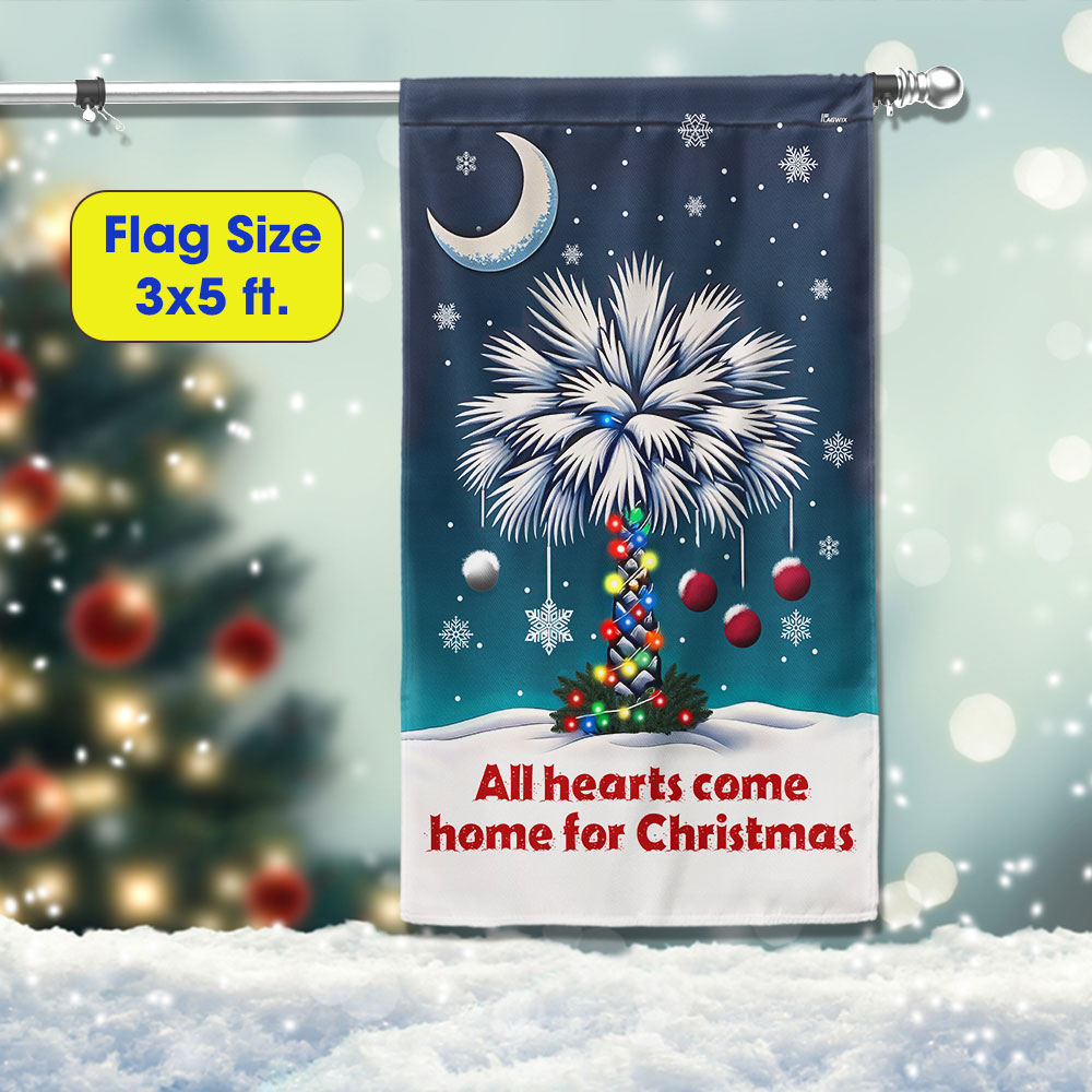 South Carolina Palmetto All Hearts Come Home For Christmas Flag - Liberish