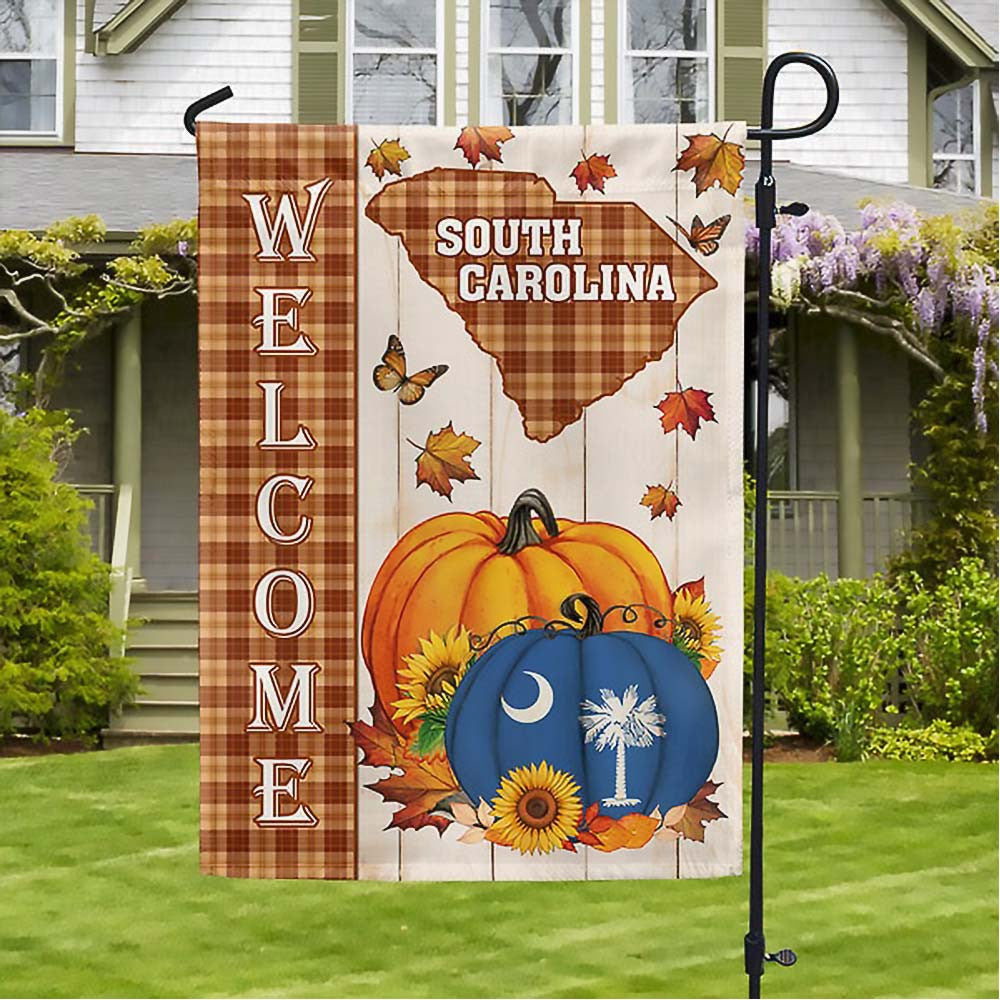 South Carolina Pumpkins Fall Halloween Thanksgiving Welcome Flag Best Gift For Friends and Family - Liberish