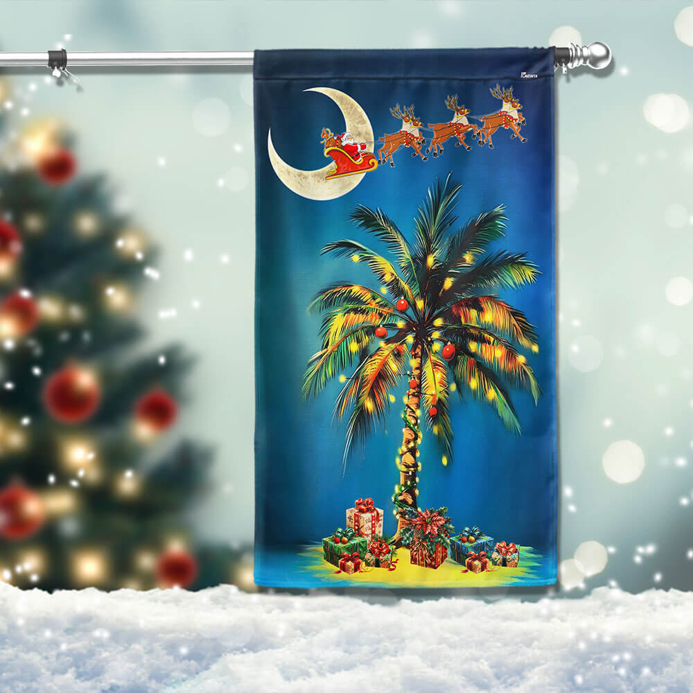 South Carolina Santa Christmas Palmetto Tree Christmas Flag - Liberish