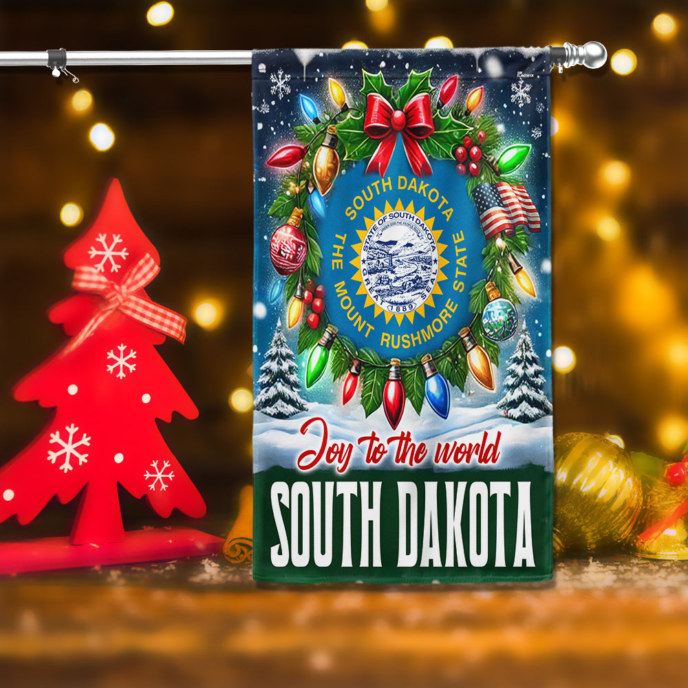 South Dakota Christmas Joy To The World Flag - Liberish