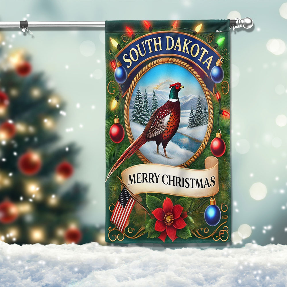 South Dakota Pheasant Bird Christmas Flag - Liberish