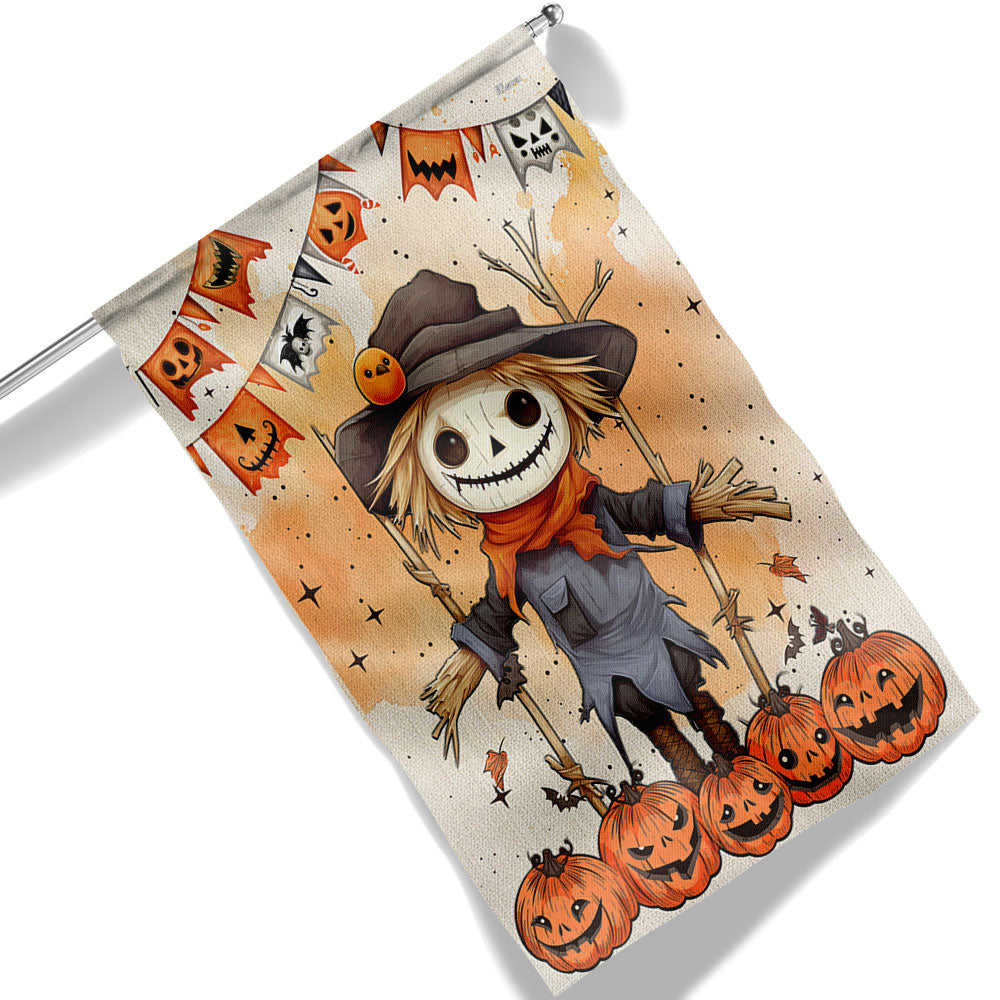 Spooky Scarecrow Fall Halloween Pumpkin Flag - Liberish
