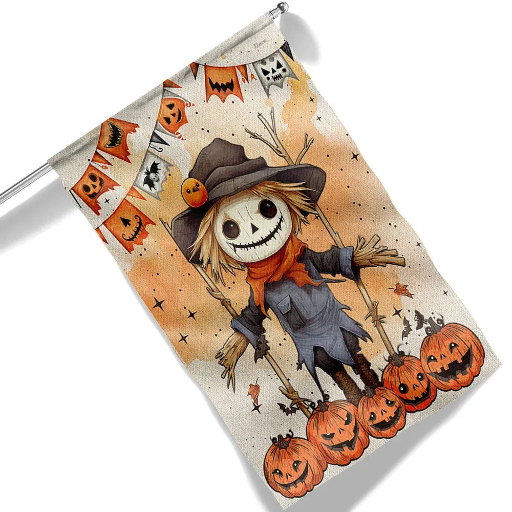 Spooky Scarecrow Fall Halloween Pumpkin Flag - Liberish