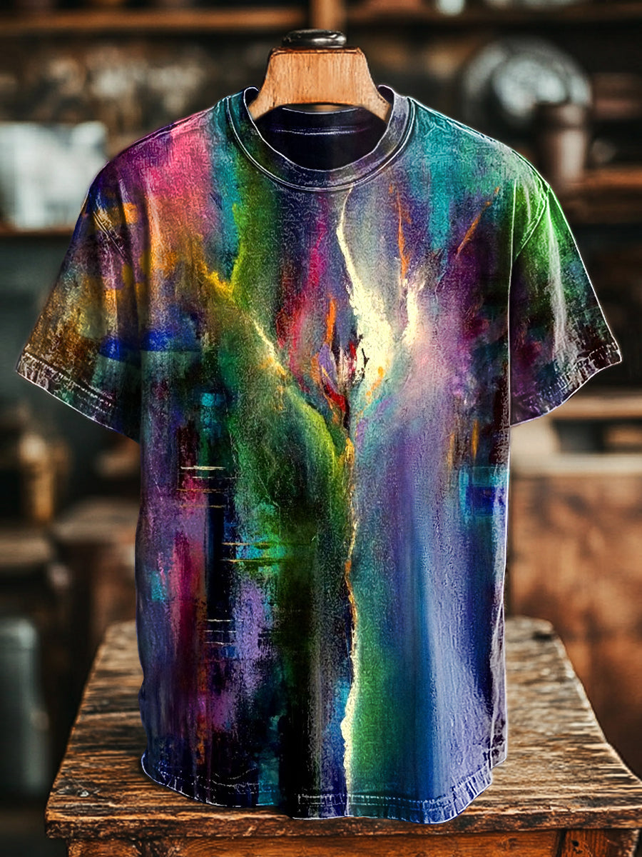 Vintage Colorful Oil Painting Art Print Casual Short Sleeve T-Shirt
