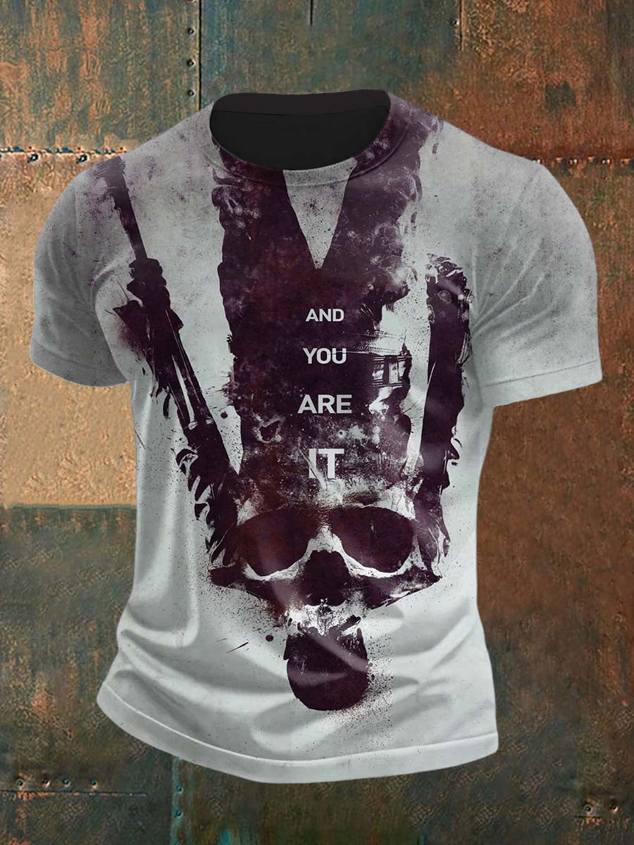 Retro Dark Walking Dead Abstract Print Casual Cotton Short Sleeve T-Shirt