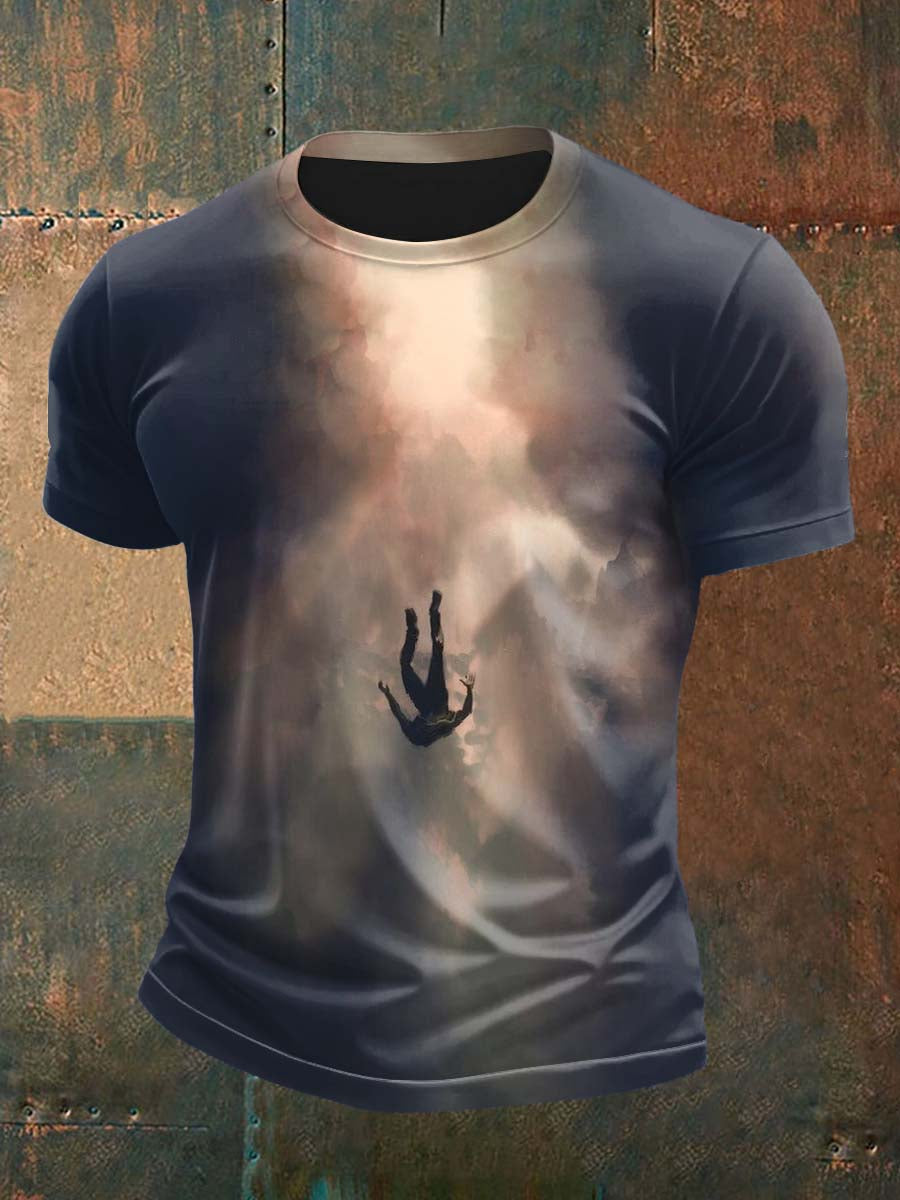 Vintage Walking Dead Darkfall Abstract Print Casual Cotton Short Sleeve T-Shirt