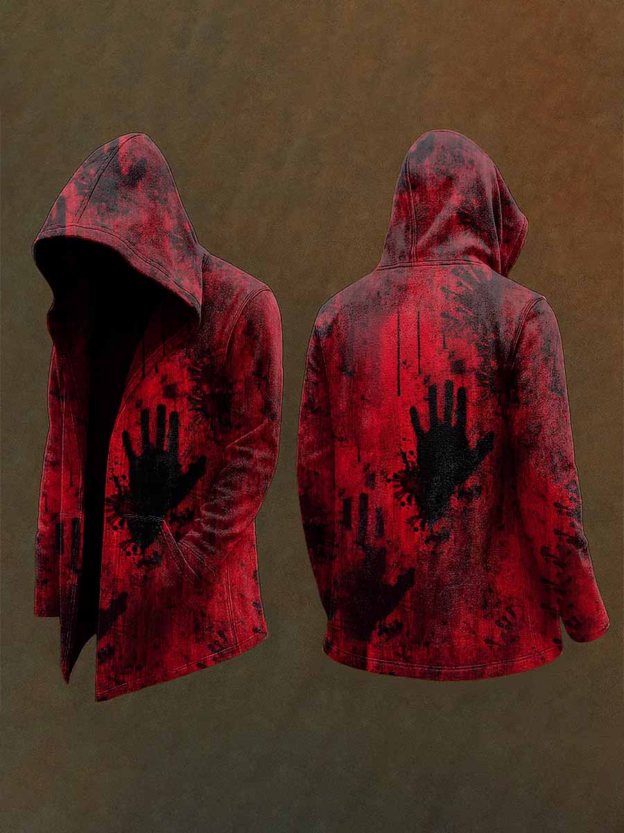 Horror Bloody Handprint Casual Hooded Jacket