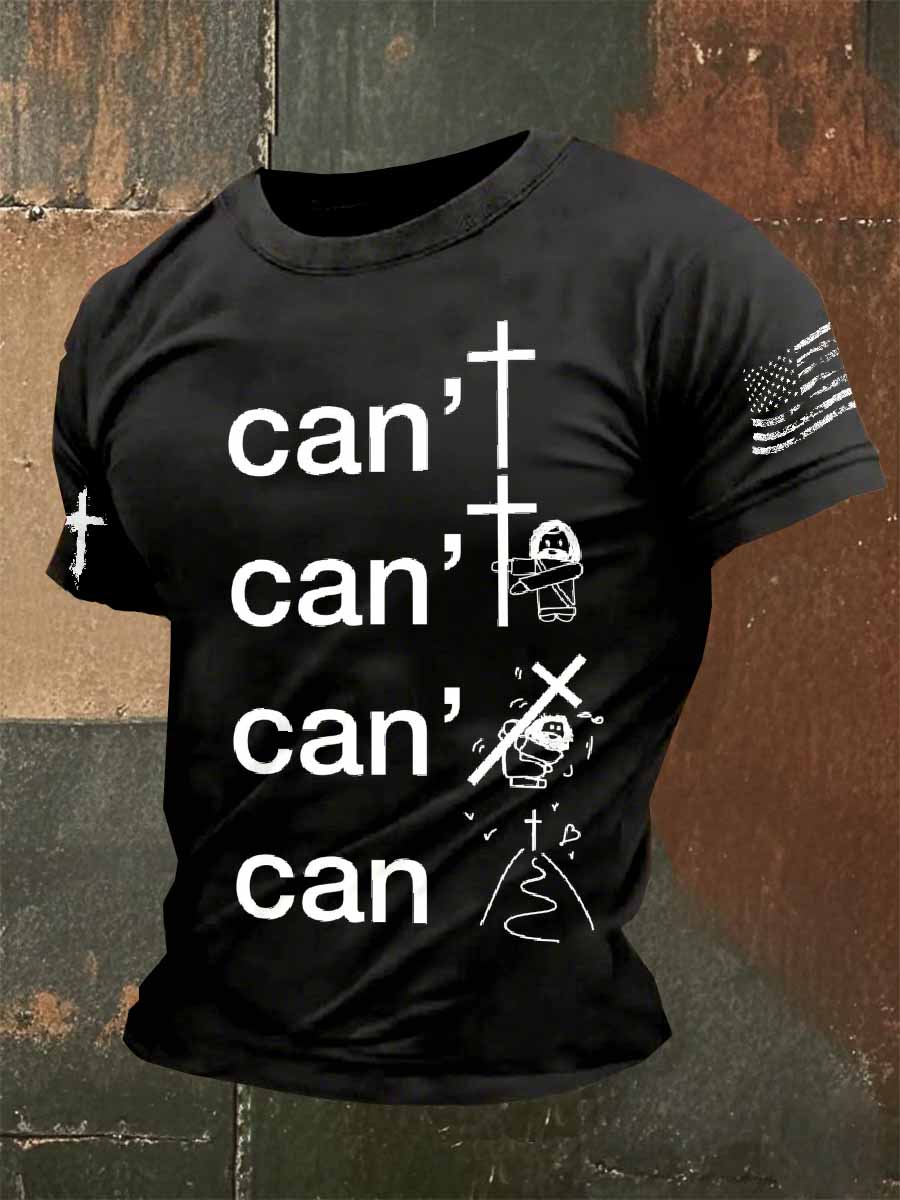 Men's Christian Print Casual Short Sleeve T-Shirt