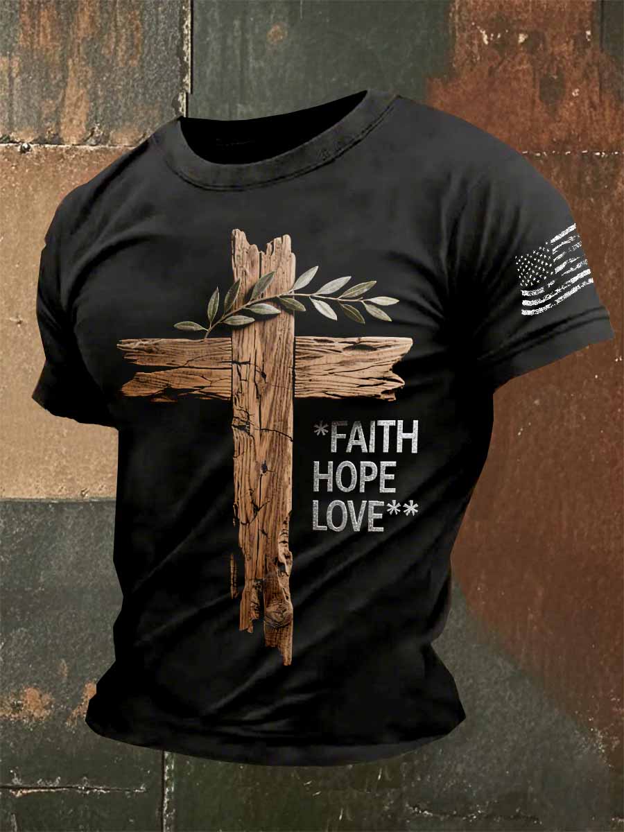 Men's Christian Print Casual Short Sleeve T-Shirt