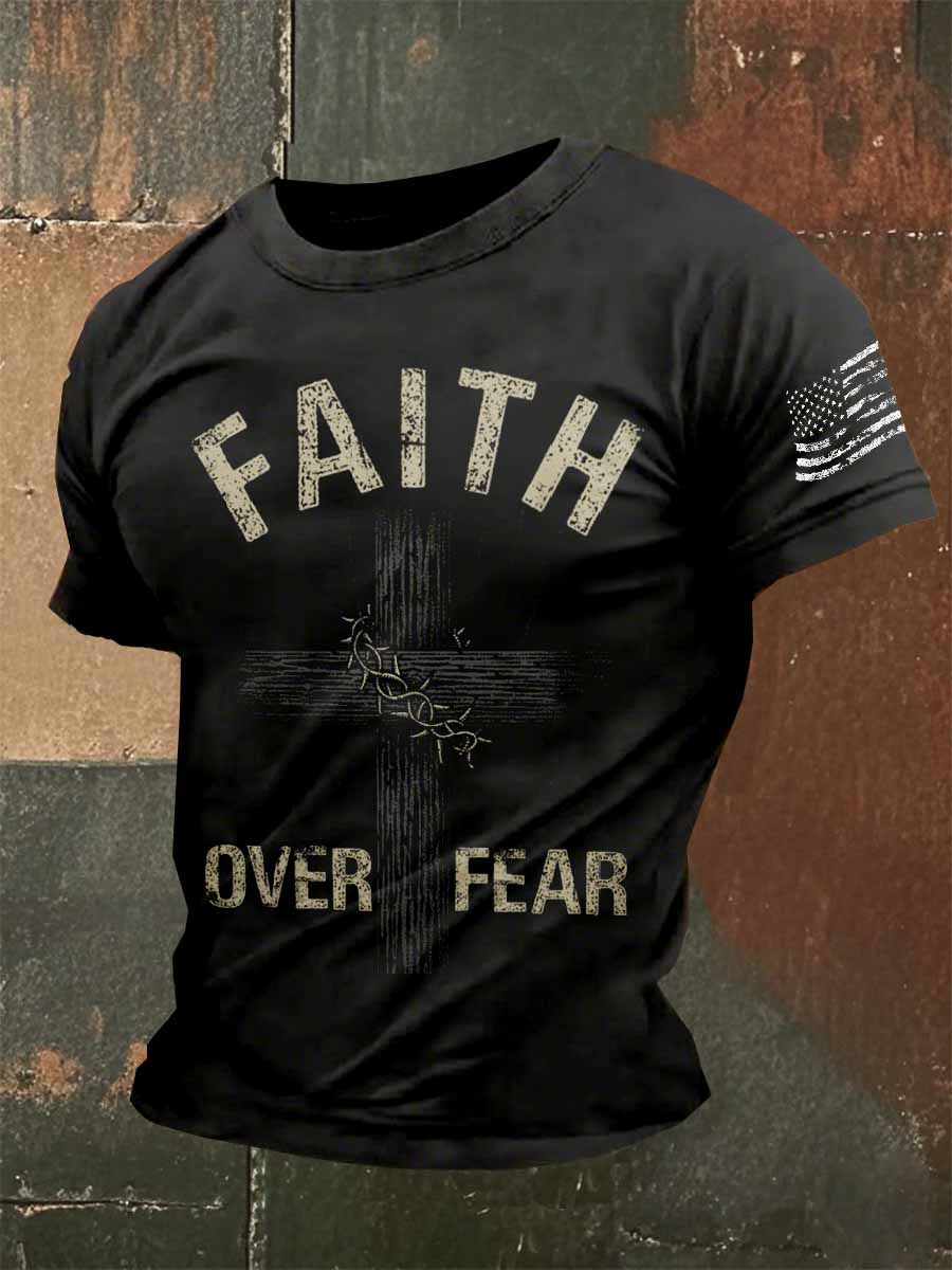 Men's Christian Print Casual Short Sleeve T-Shirt