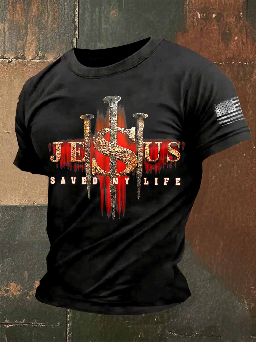 Men's Christian Print Casual Short Sleeve T-Shirt