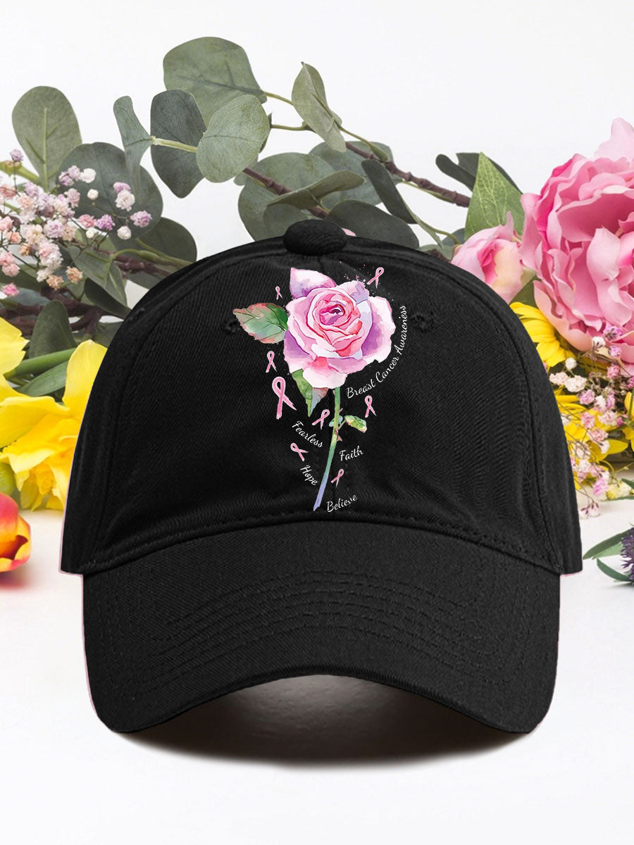 Pink rose breast cancer neutral hats