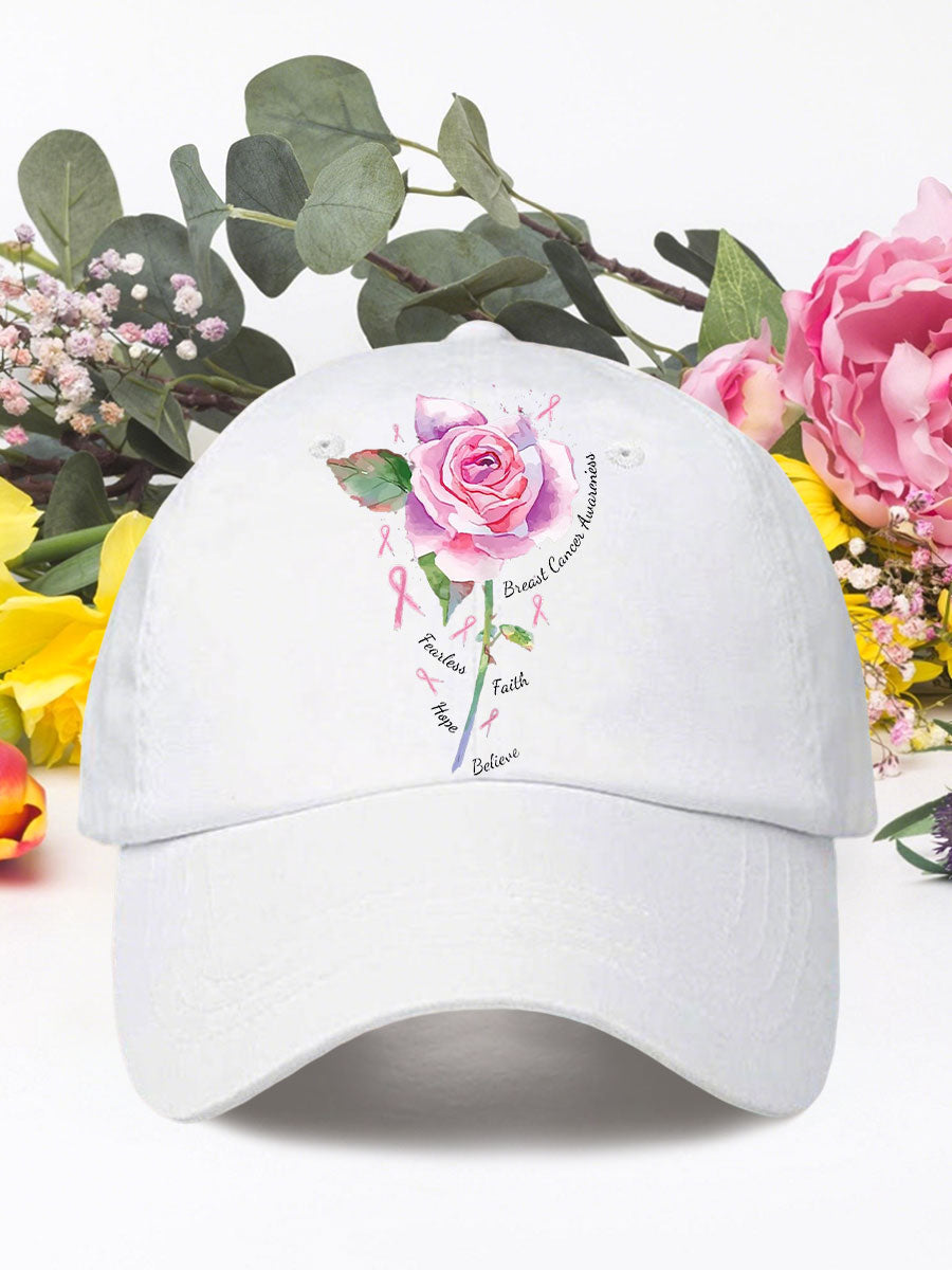Pink rose breast cancer neutral hats
