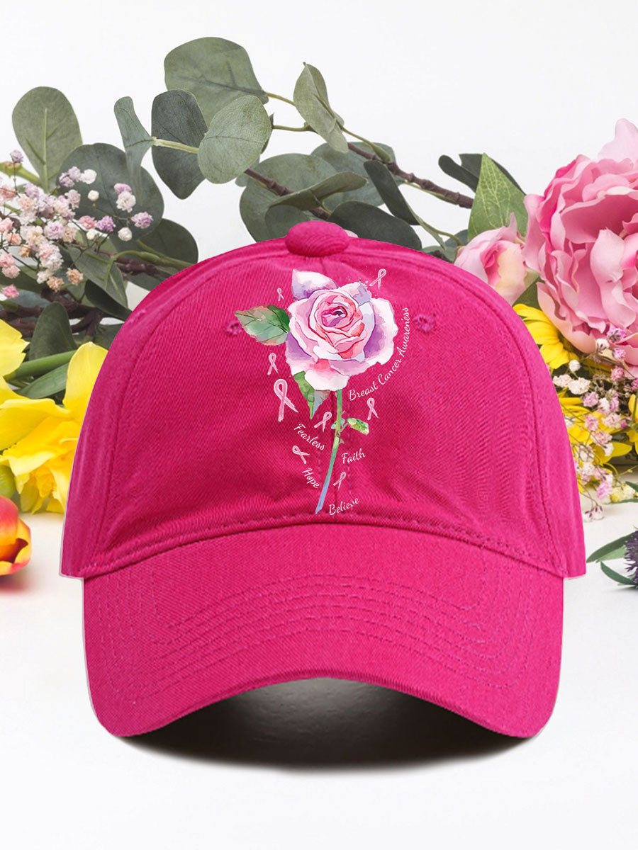 Pink rose breast cancer neutral hats