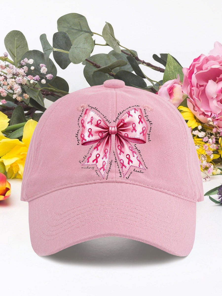 Pink bow breast cancer unisex hats