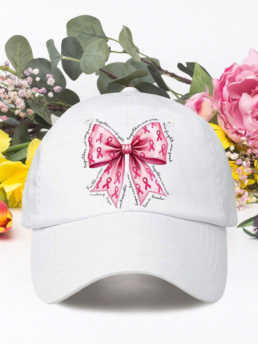 Pink bow breast cancer unisex hats