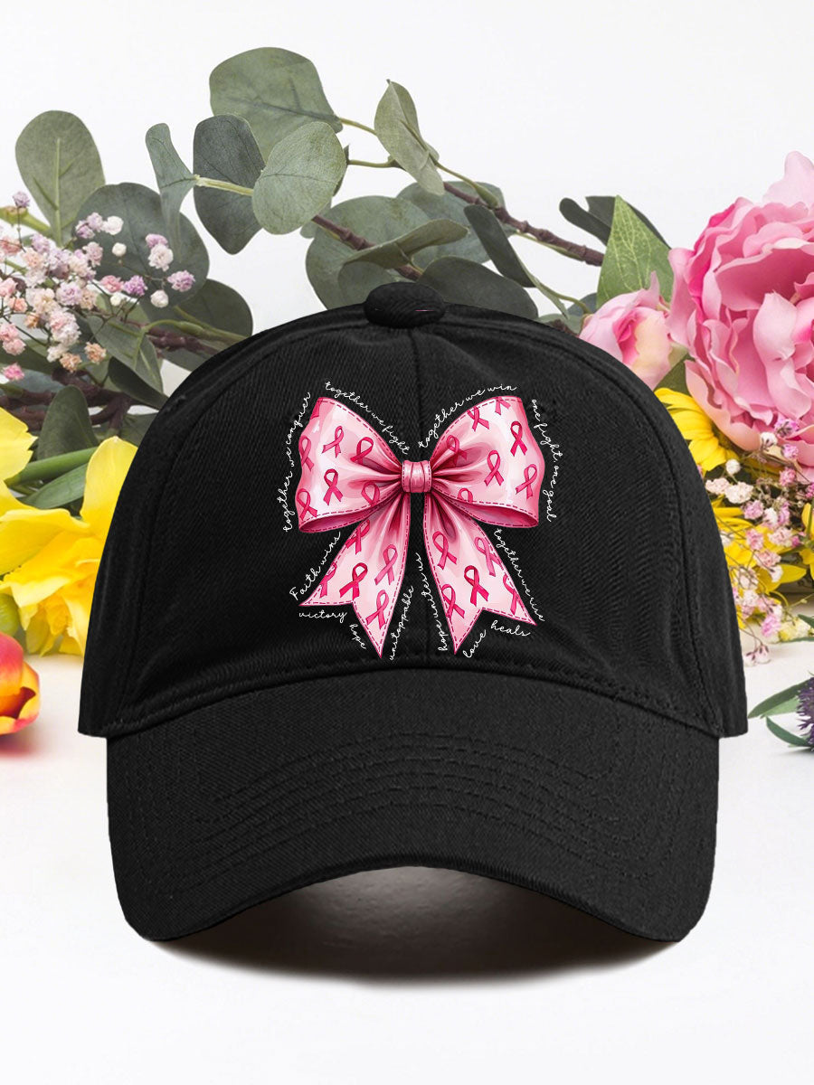 Pink bow breast cancer unisex hats