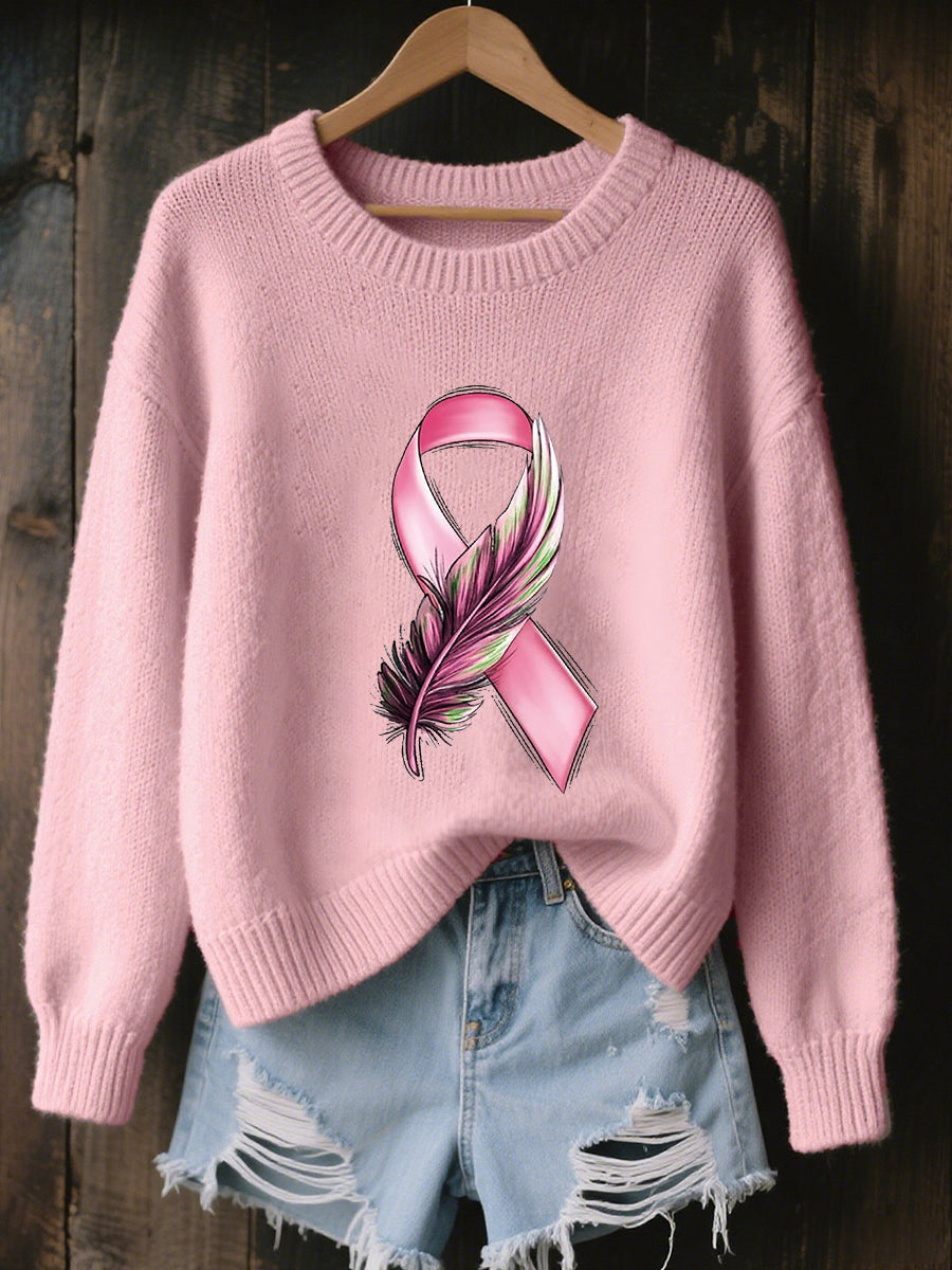 Women's Breast Cancer Awareness Pink Ribbon Printed Sweatshirt