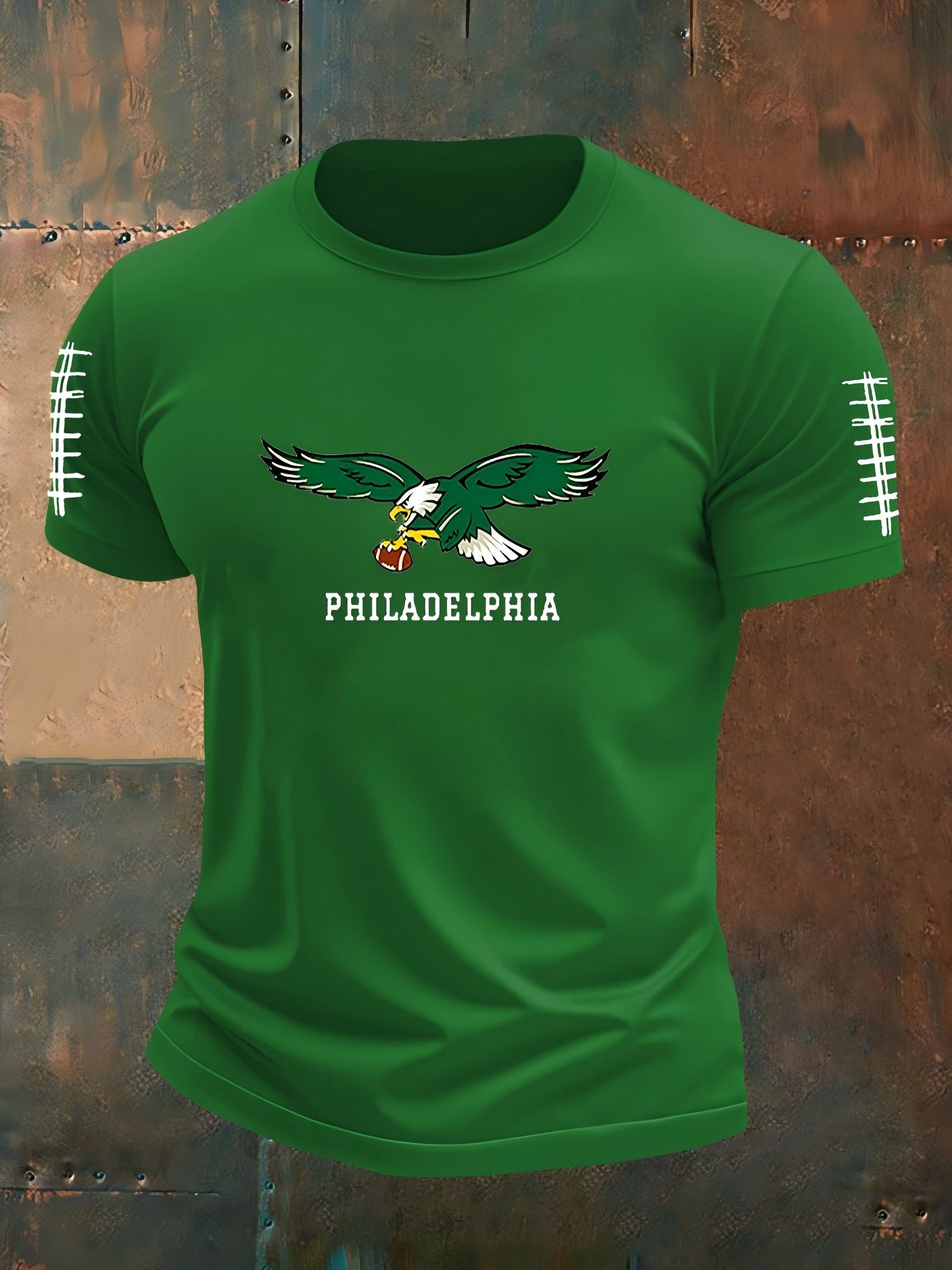 Vintage American Football Philadelphia Eagles Print Casual Cotton Short Sleeve T-Shirt