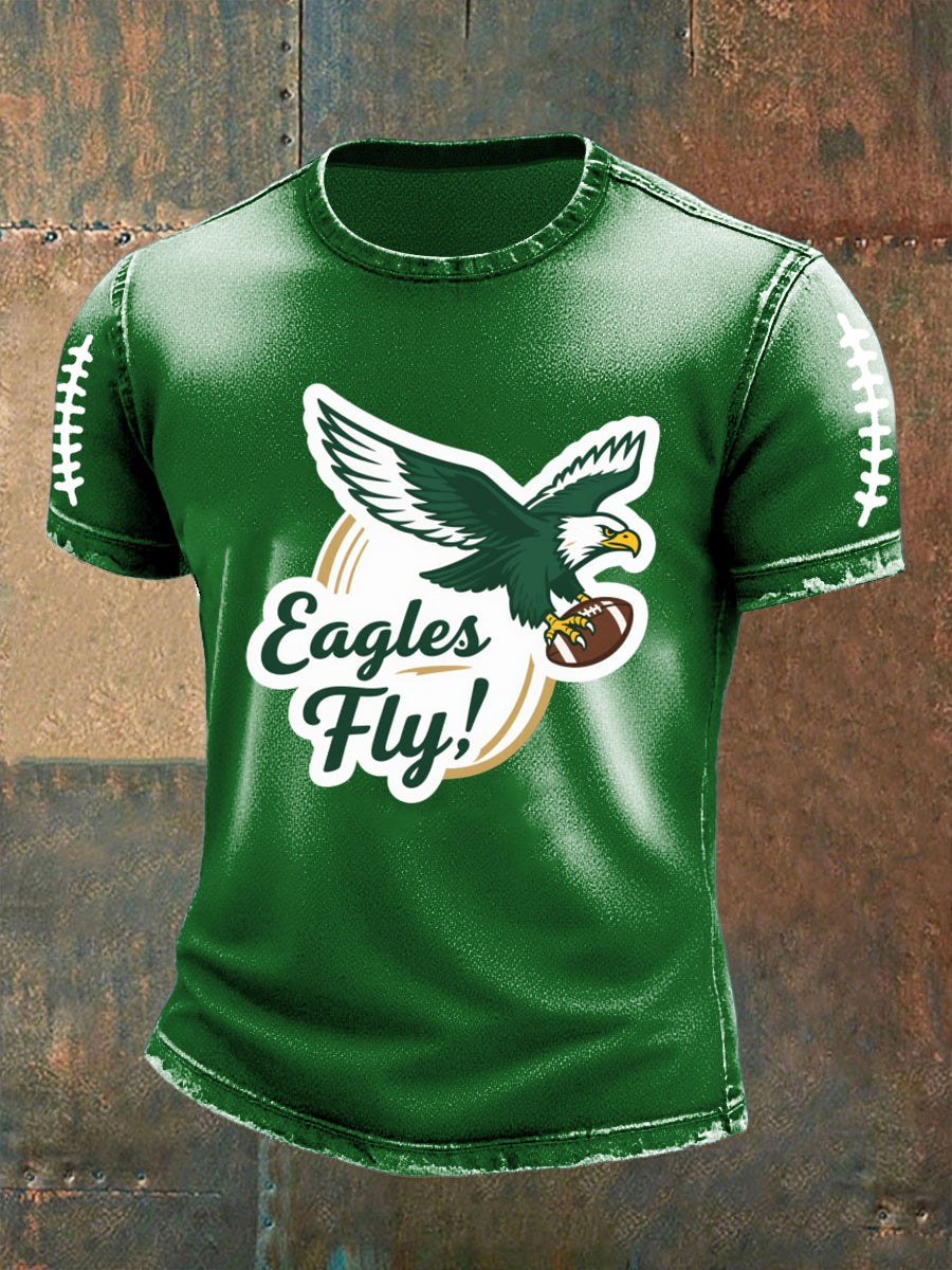 Vintage Football Philadelphia Eagles Print Casual Cotton Short Sleeve T-Shirt