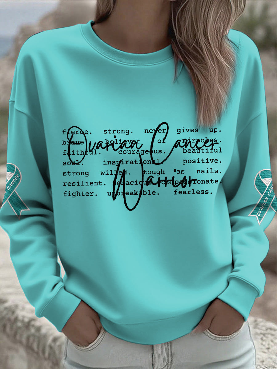 Women's Ovarian Cancer Awareness Printed Sweatshirt