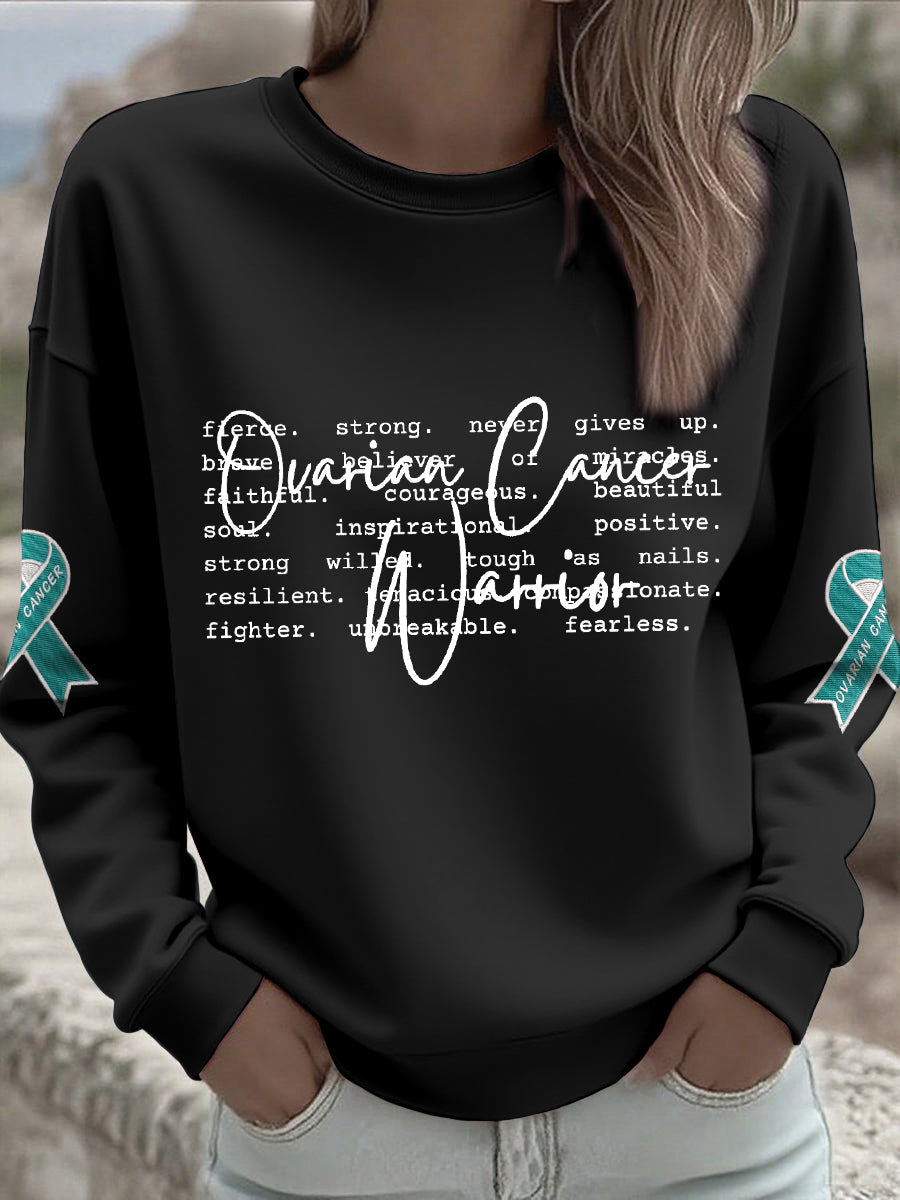 Women's Ovarian Cancer Awareness Printed Sweatshirt