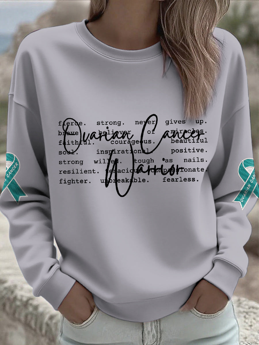 Women's Ovarian Cancer Awareness Printed Sweatshirt