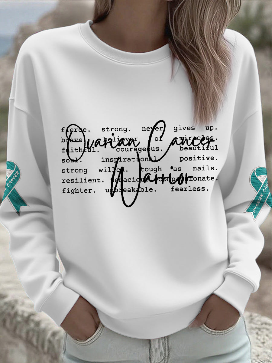 Women's Ovarian Cancer Awareness Printed Sweatshirt