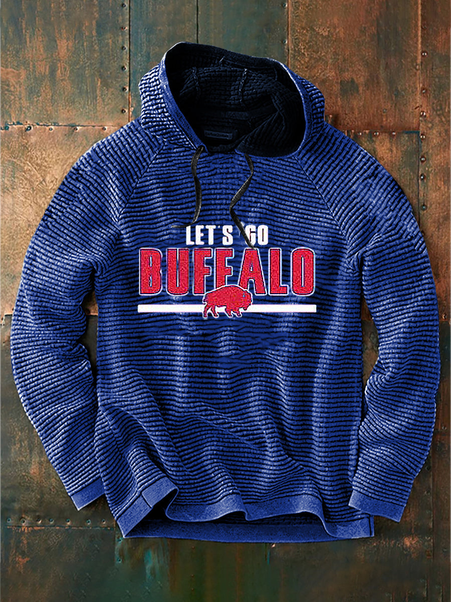 Vintage American Football Buffalo Bills Print Casual Cotton French Terry Hoodie