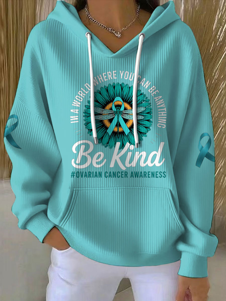 Women's Ovarian Cancer Awareness Printed Hoodie