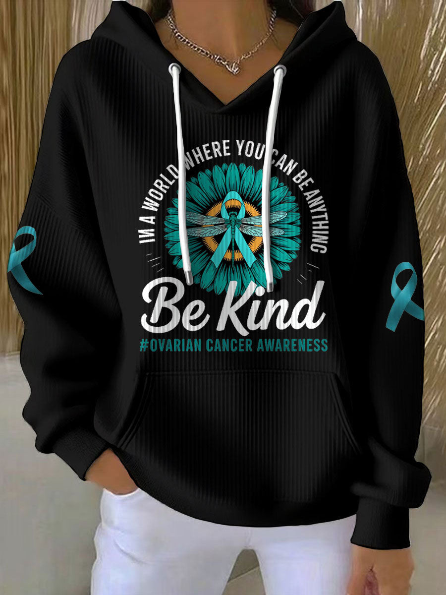 Women's Ovarian Cancer Awareness Printed Hoodie