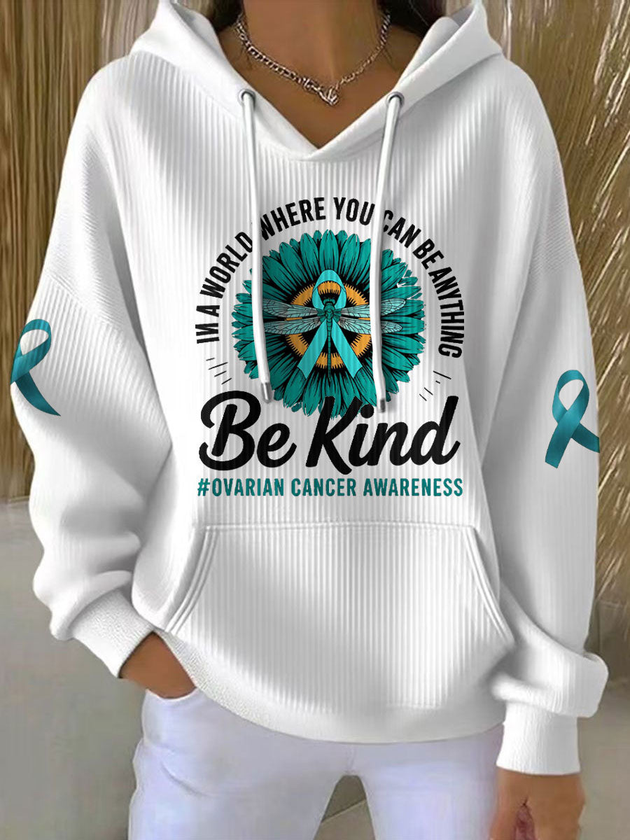 Women's Ovarian Cancer Awareness Printed Hoodie