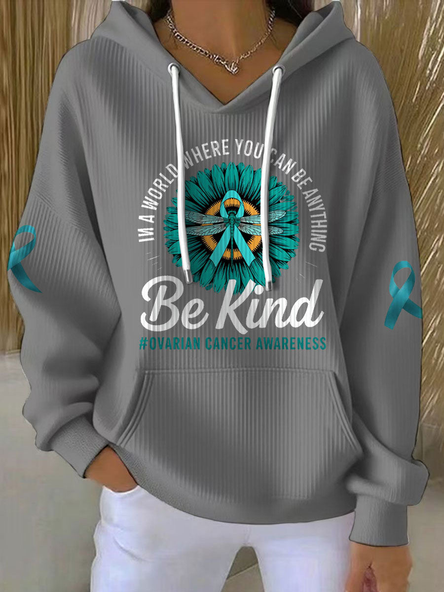Women's Ovarian Cancer Awareness Printed Hoodie