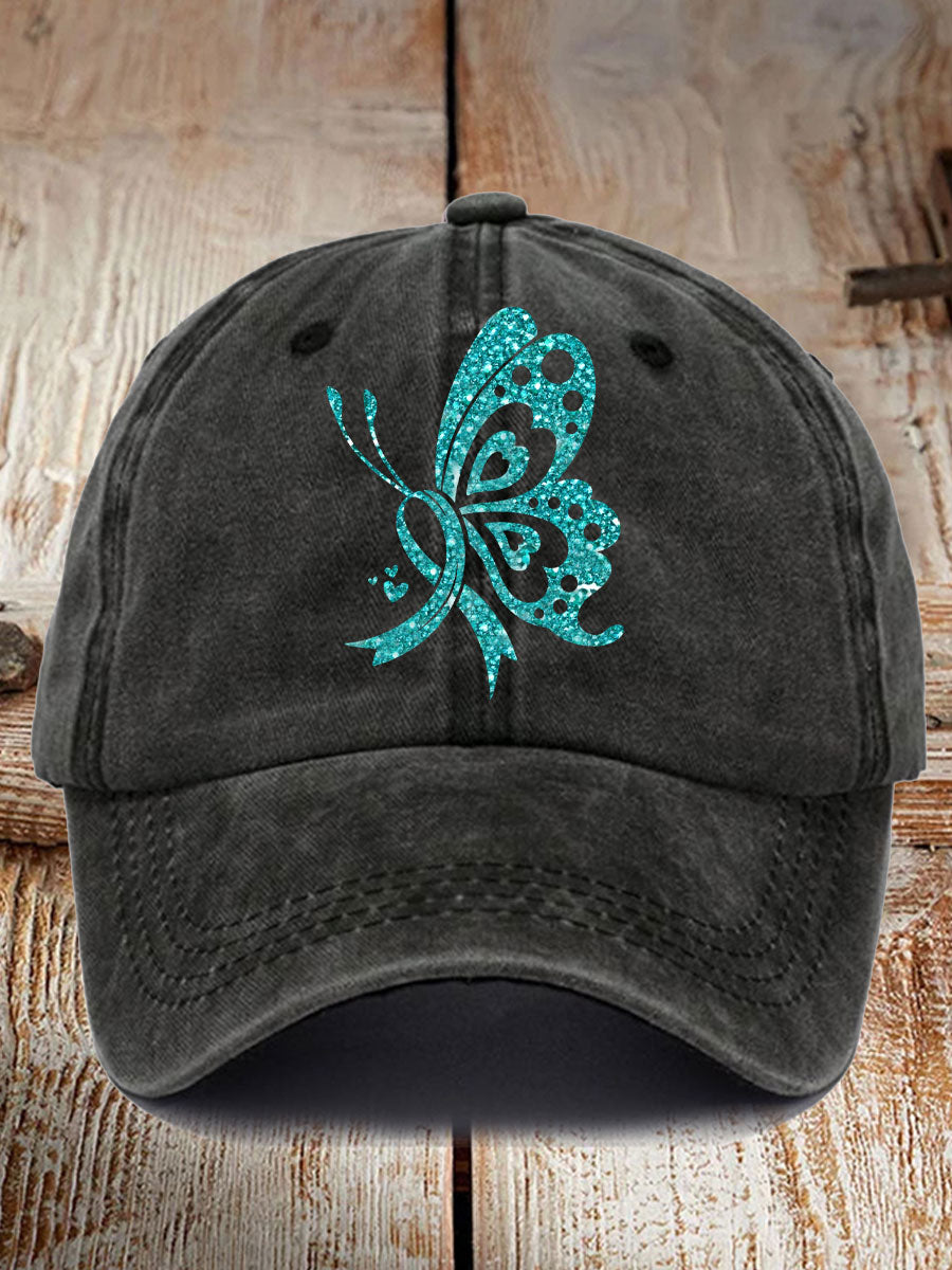 Unisex Ovarian Cancer Awareness Print Hat