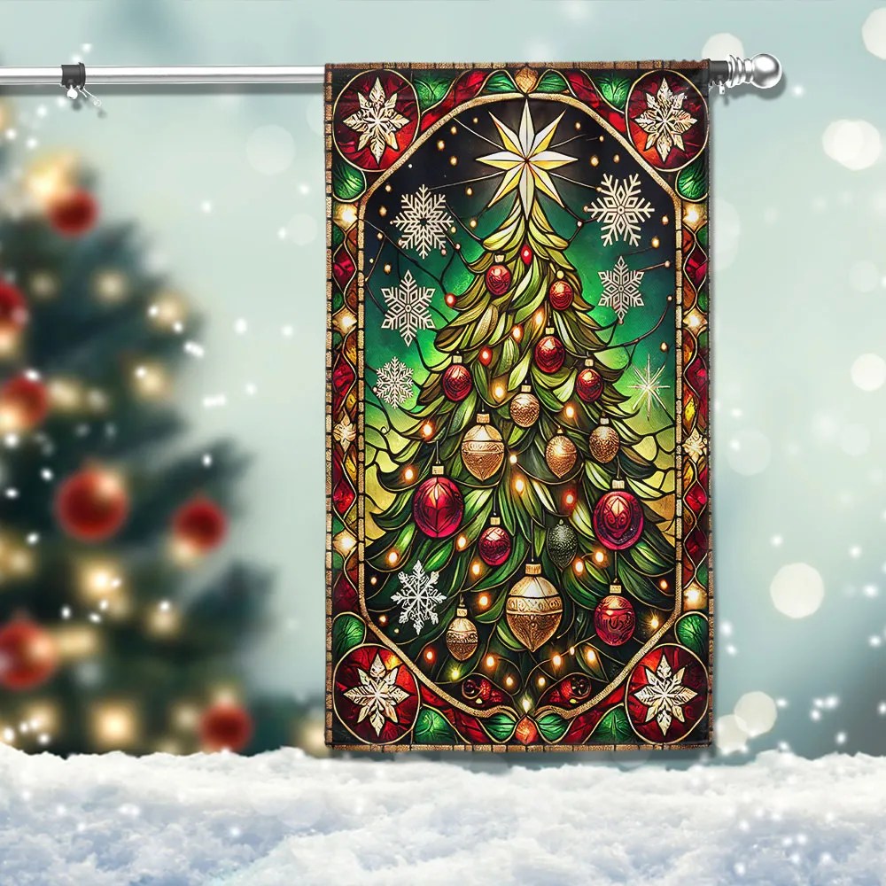 Stained Glass Christmas Tree Flag - Liberish