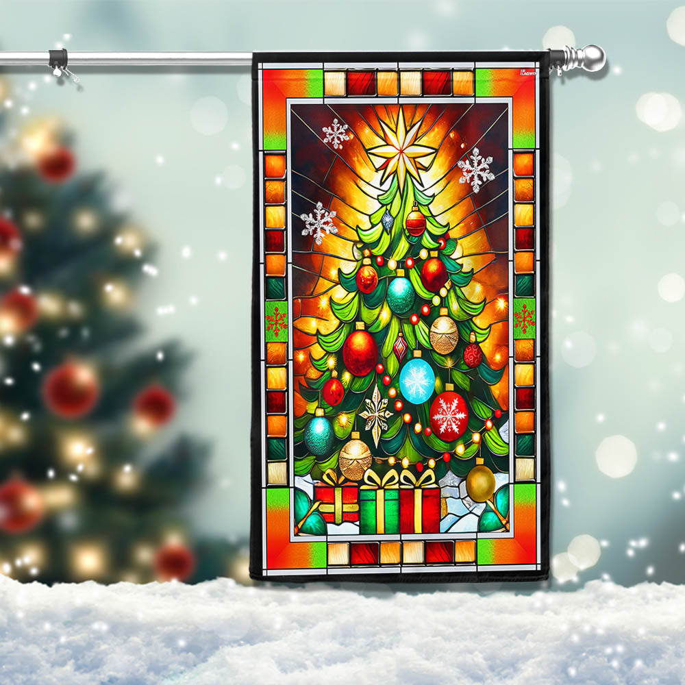 Stained Glass Christmas Tree Flag Christmas 2025 - Liberish