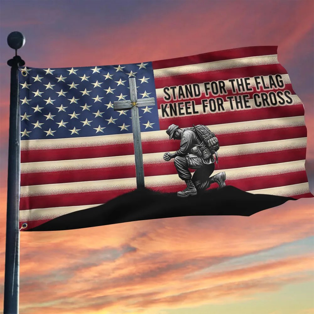 Stand For The Flag Kneel For The Cross Veteran Flag Proud Veterans Patriotic Decor - Liberish
