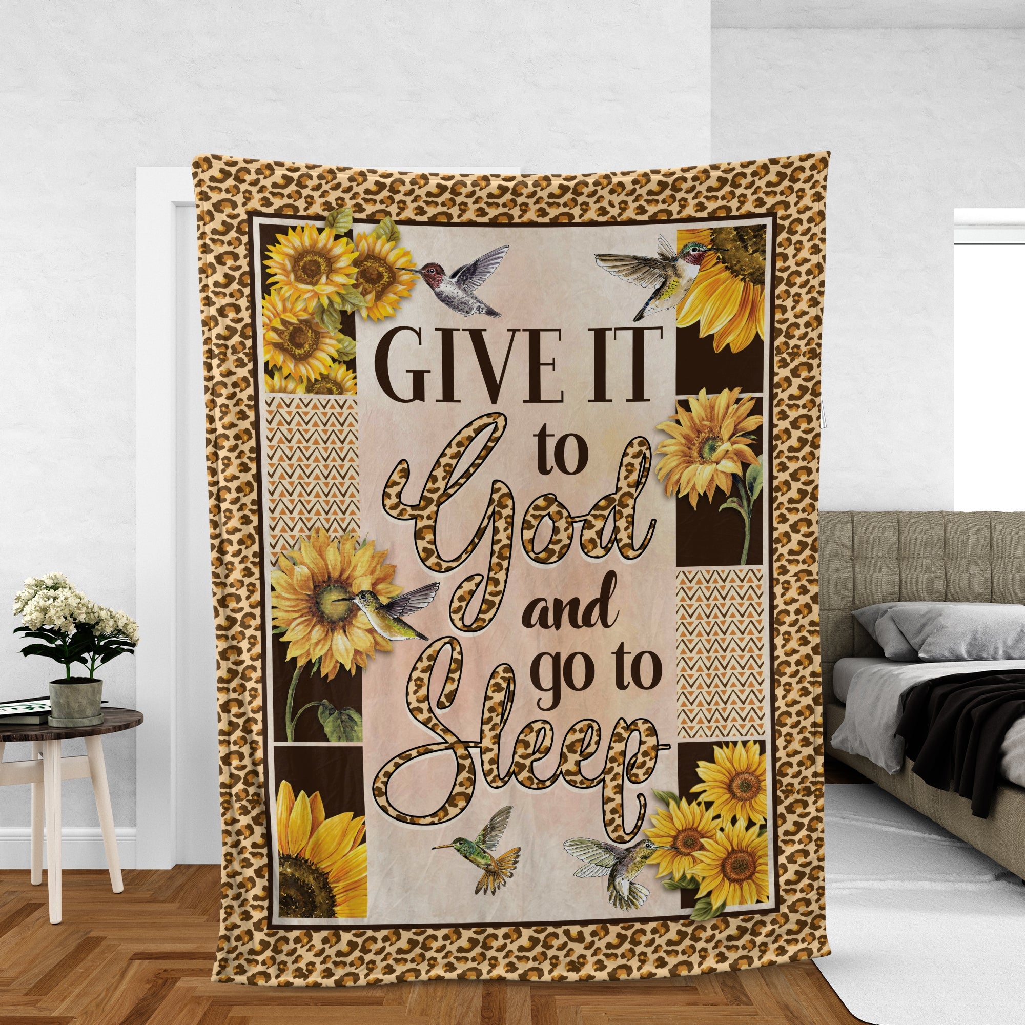 Sunflower Throw Blanket, Christian Blanket, God Blanket, Faith Blanket, Inspirational Gift - Give It To God And Go To Sleep