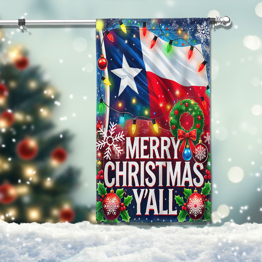 Texas Christmas Flag Merry Christmas Y All - Liberish