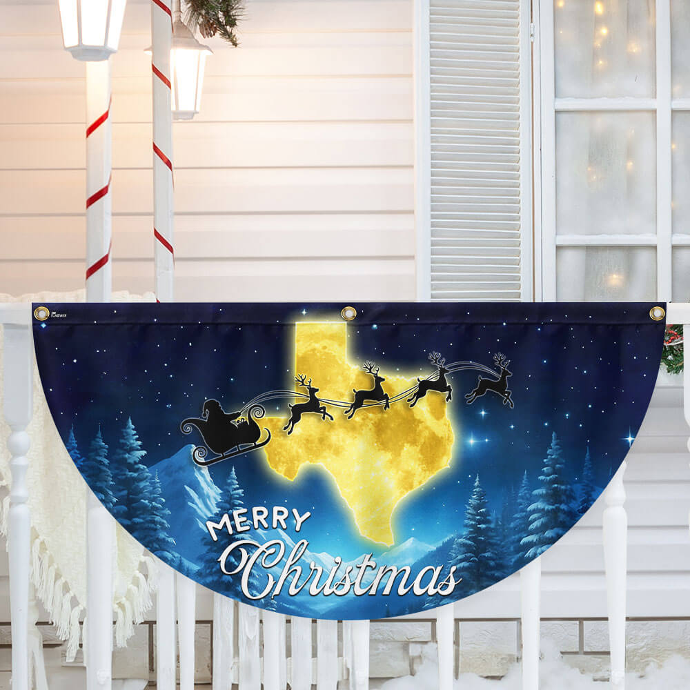Texas Christmas Flag Merry Christmas Y All Non Pleated Fan Flag - Liberish