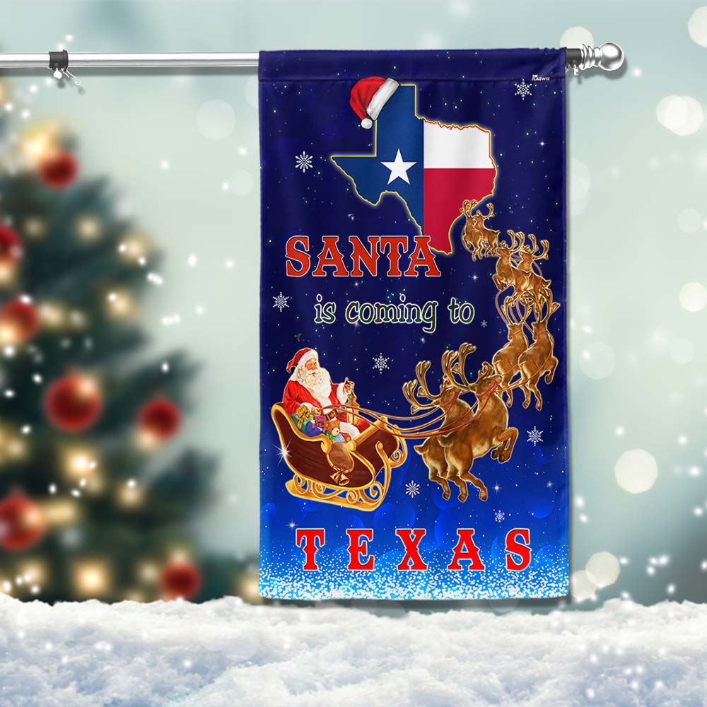 Texas Christmas Flag Santa Is Coming To Texas - Liberish
