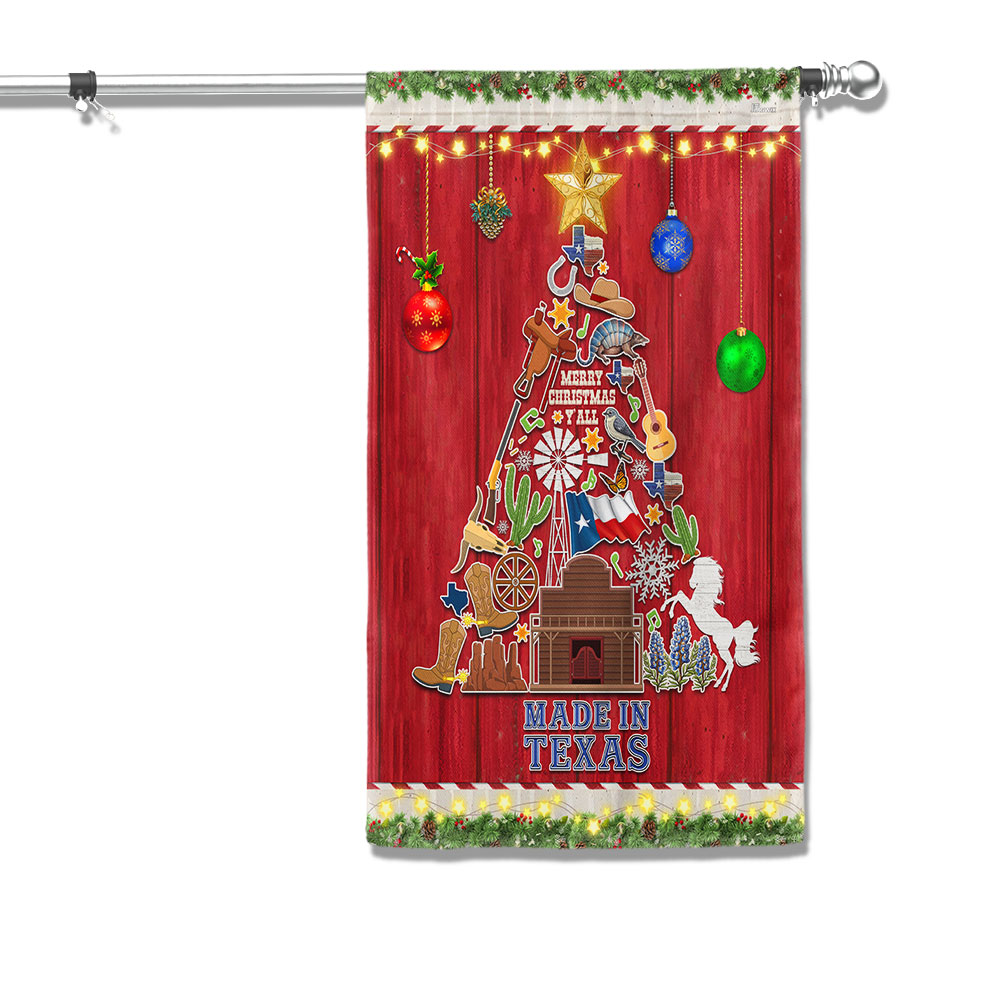 Texas Christmas Tree Merry Christmas Y All Flag - Liberish