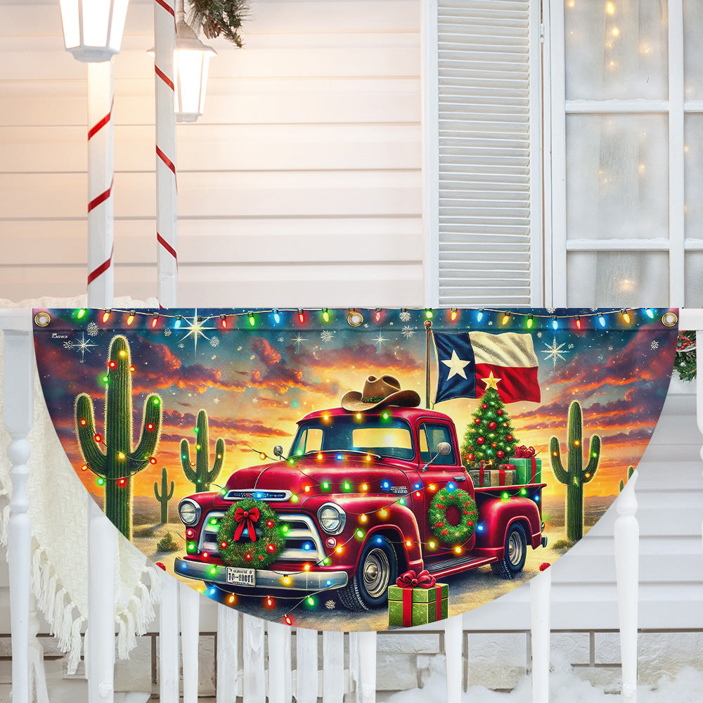 Texas Christmas Truck Non Pleated Fan Flag - Liberish