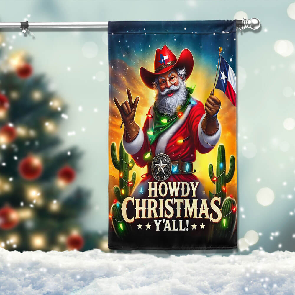 Texas Cowboy Santa Howdy Christmas Y All Flag - Liberish