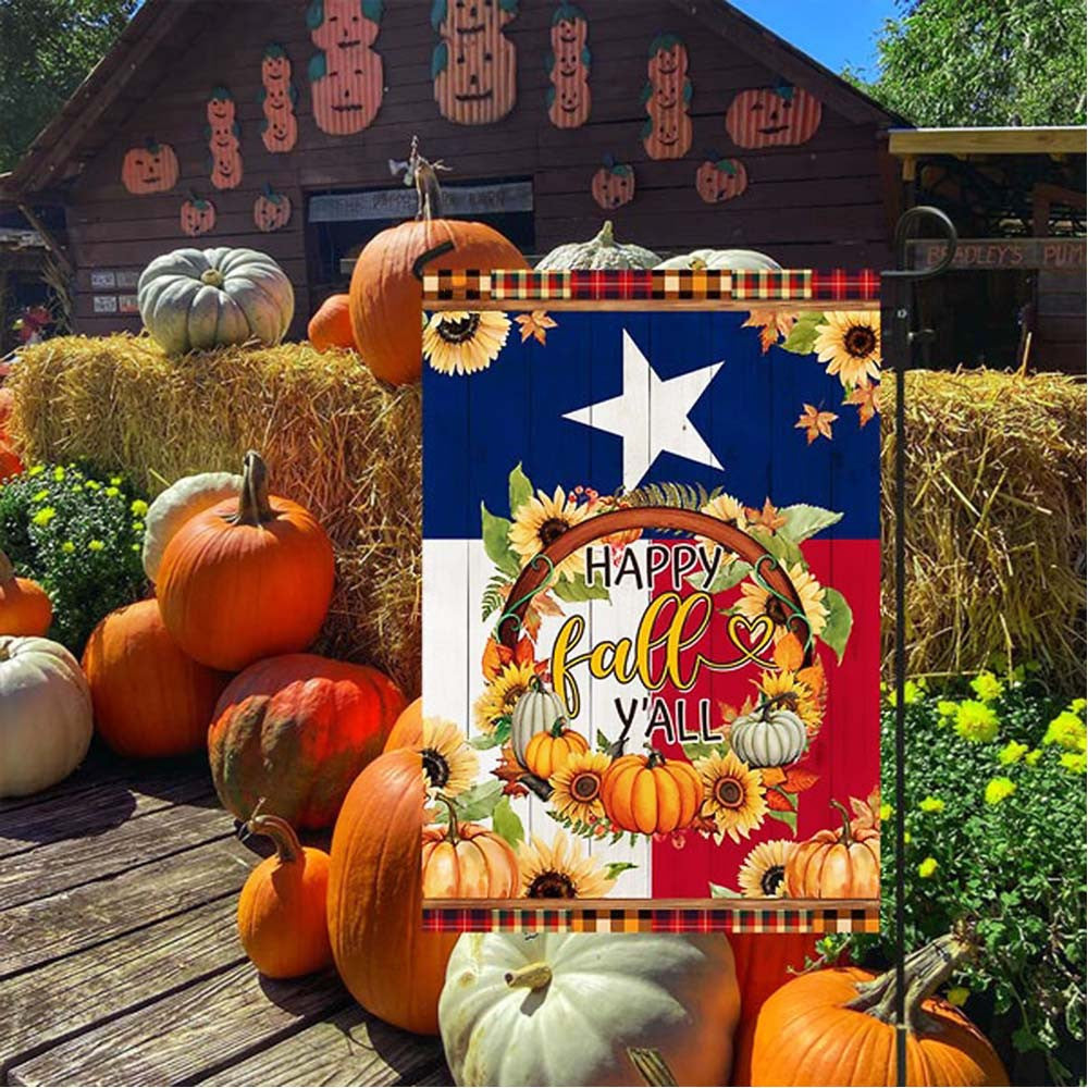 Texas Fall Happy Fall Yall Pumpkins Texas Flag Gift For Texans on Halloween and Thanksgiving Day - Liberish